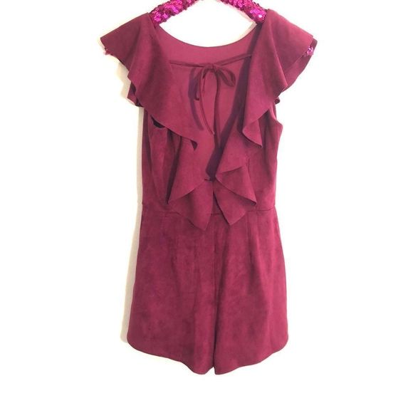 [She + Sky] Wine Suede Romper - Size Small - Picture 6 of 7